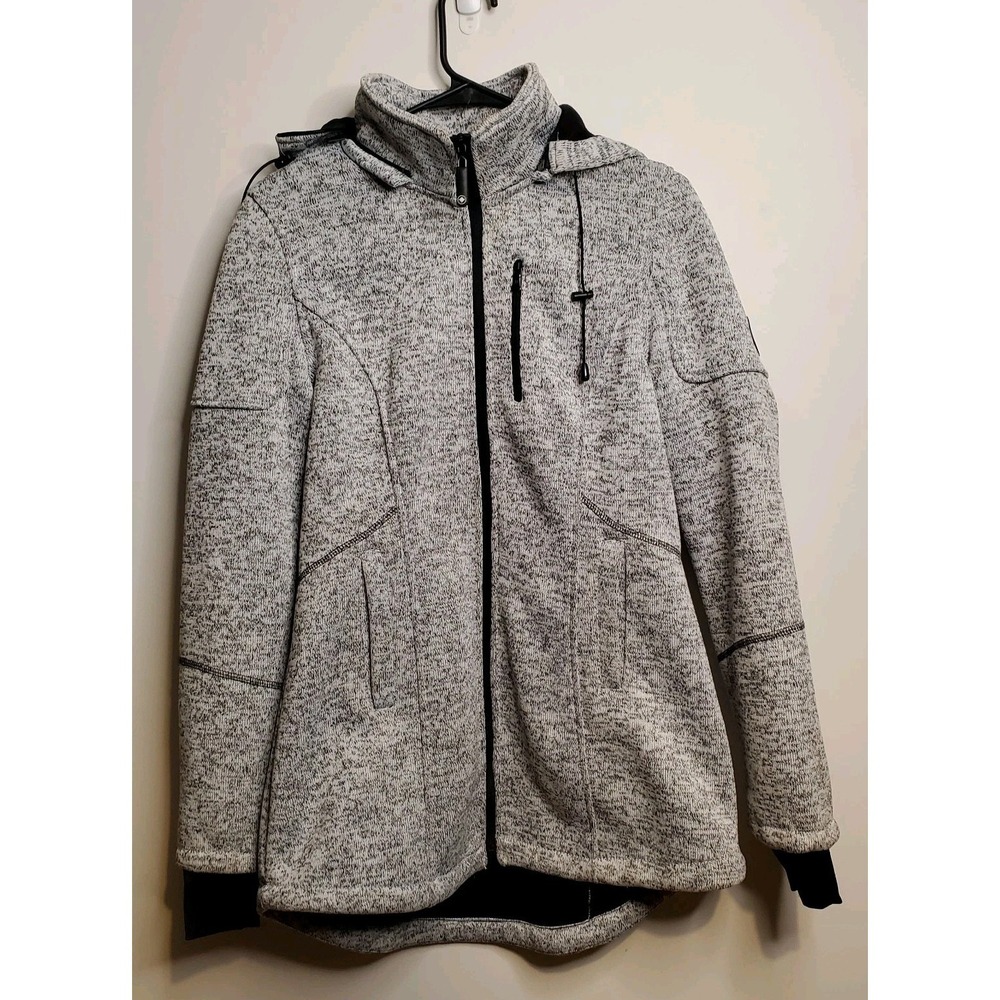 HFX Halifax Womens Medium Jacket Coat Hooded Grey Black Performance Apparel